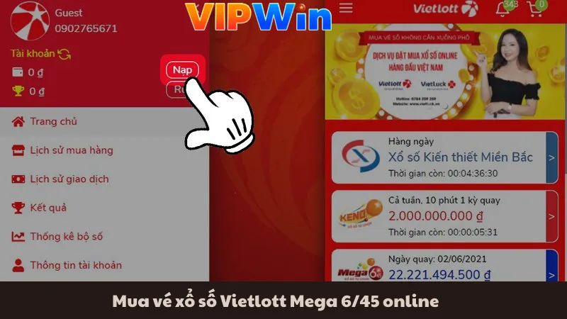 Mua vé xổ số Vietlott Mega 6/45 online